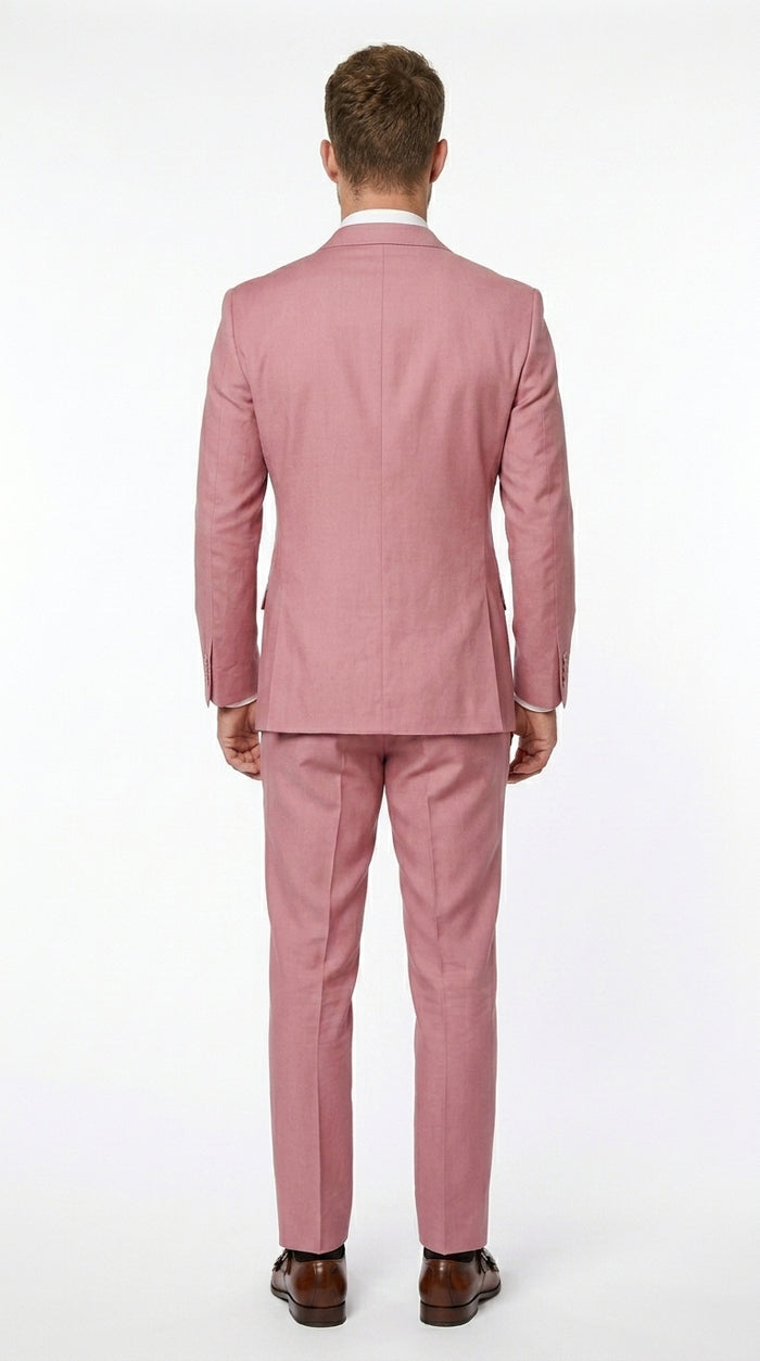 Men’s Blush Pink Double Breasted Easter Suit, Lightweight Summer Wedding Church Dress Suit Set Modern Fit
