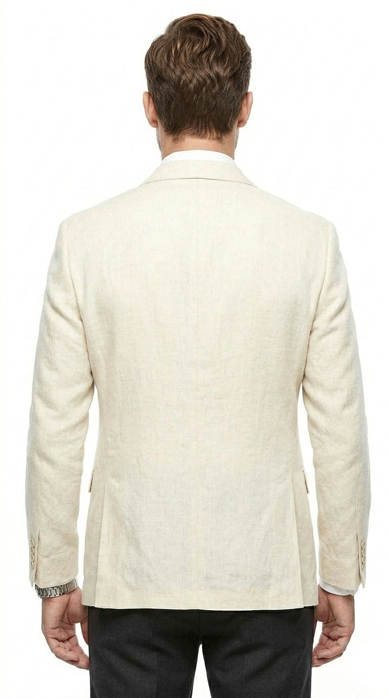 Men’s Ivory Cream Off White 2 Button Blazer, Formal Wedding Dinner Sport Coat Jacket