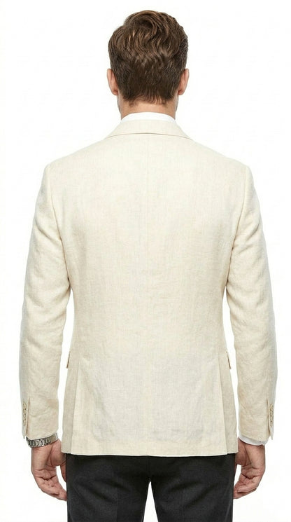 Men’s Ivory Cream Off White 2 Button Blazer, Formal Wedding Dinner Sport Coat Jacket