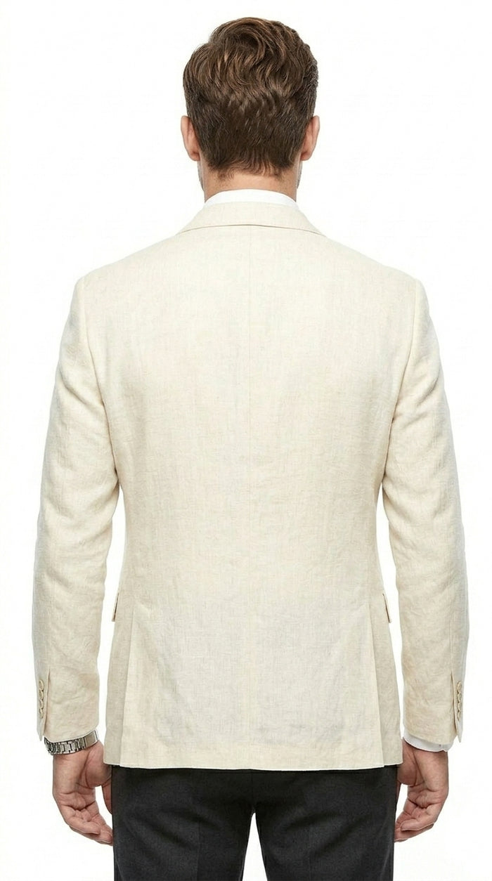 Men’s Ivory Cream Off White 2 Button Blazer, Formal Wedding Dinner Sport Coat Jacket