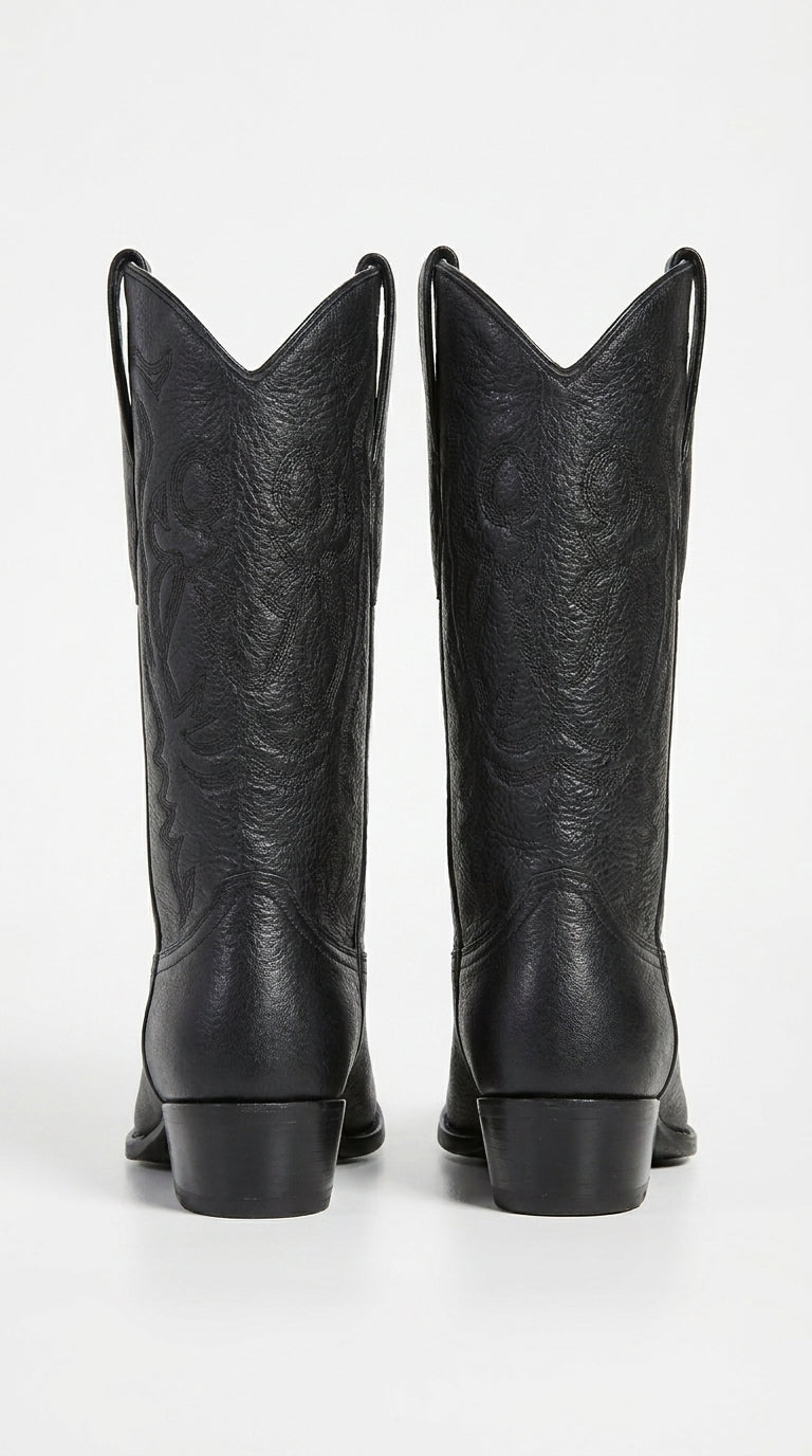 Men’s Los Altos Black Elk Leather J Toe Cowboy Boots, Handmade Western Dress Boots