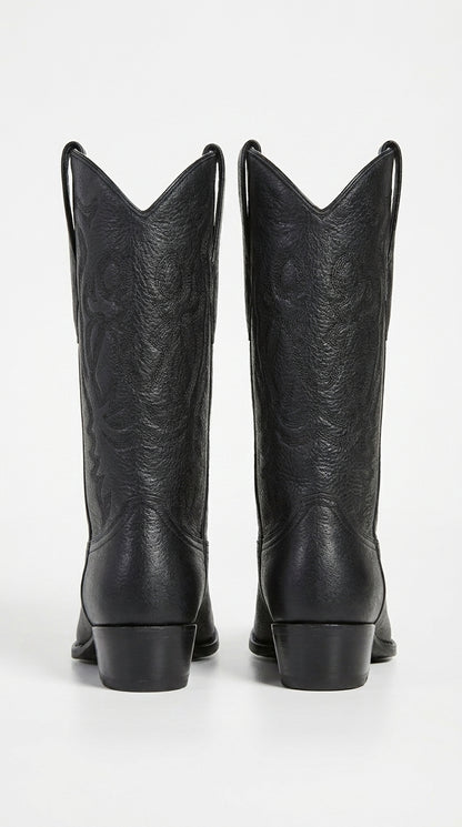 Men’s Los Altos Black Elk Leather J Toe Cowboy Boots, Handmade Western Dress Boots