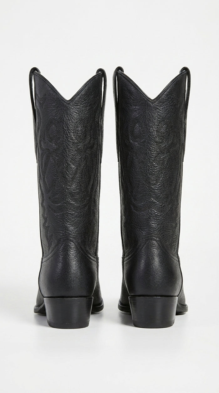 Men’s Los Altos Black Elk Leather J Toe Cowboy Boots, Handmade Western Dress Boots