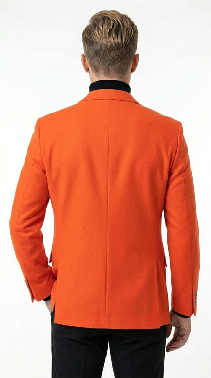 Men’s Orange Blazer, Bold Formal Wedding Church Party Sport Coat Jacket
