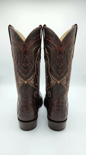 Los Altos Caiman Tail Cowboy Boots for Men – Faded Brown Pointed Toe Western Boots