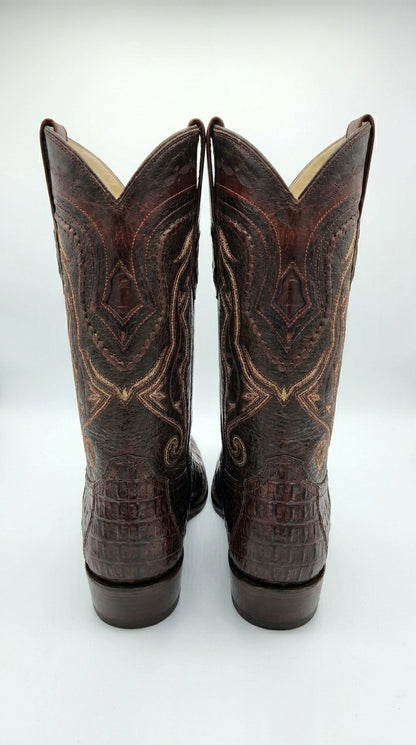 Los Altos Caiman Tail Cowboy Boots for Men – Faded Brown Pointed Toe Western Boots