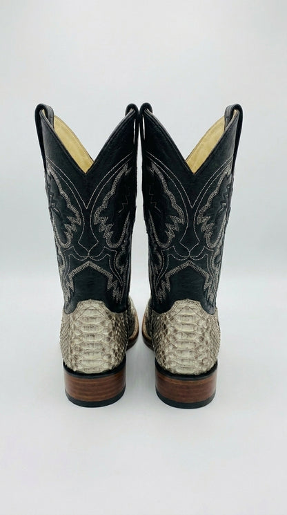 Men’s Natural Python Square Toe Boots, Exotic Western Cowboy Dress Boots