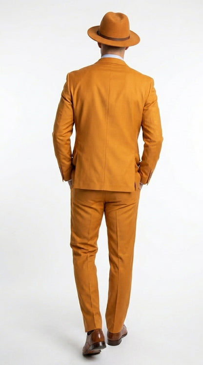 Men’s Light Rust Copper 2 Button Modern Fit Suit, Fall Color Church Dress Suit