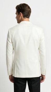 Men’s Elvis Presley Style White Double Breasted Blazer, Long Sleeve Formal Coat Jacket