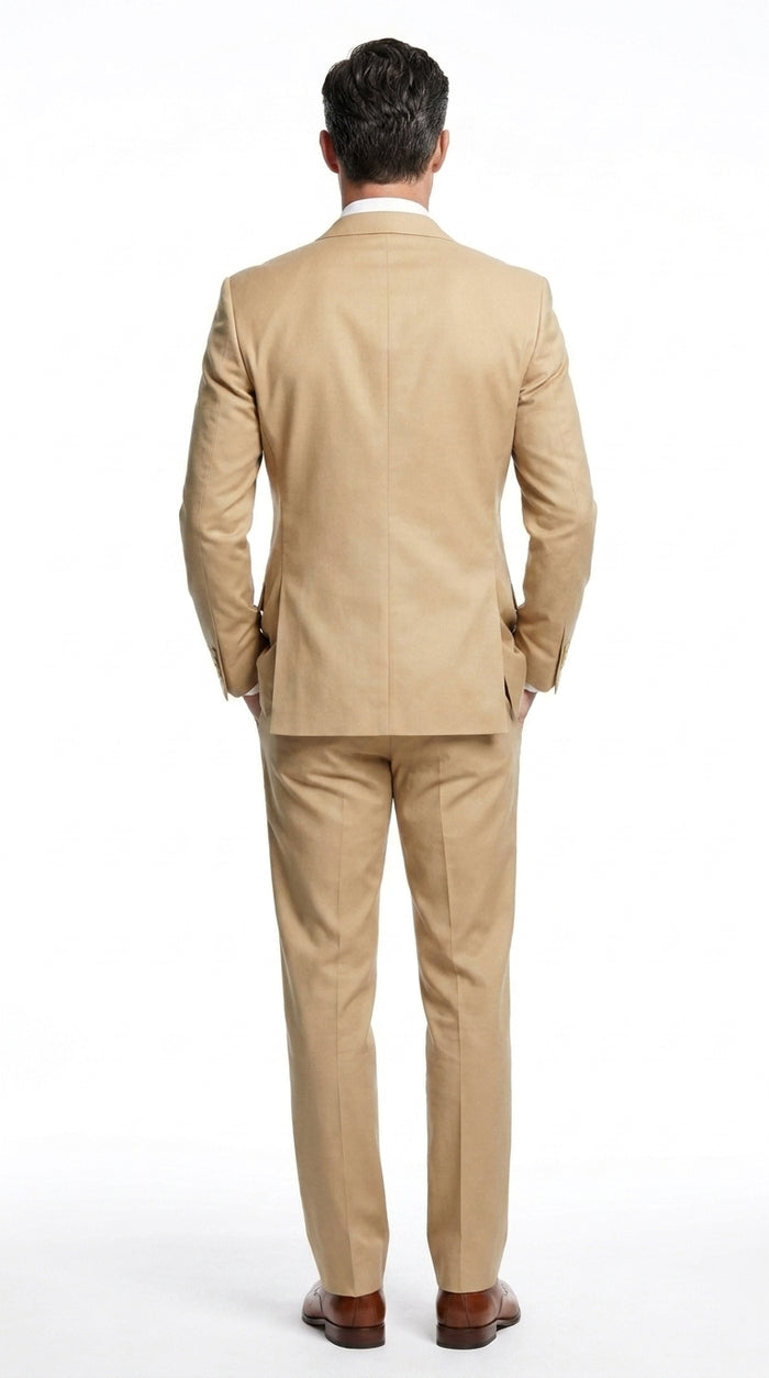 Men’s Bronze Camel Khaki Portly Suit, 2 Button Executive Fit Formal Dress Suit