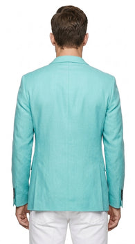 Men’s Aqua One Button Blazer, Formal Dress Sport Coat for Wedding Prom and Parties