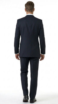 Men’s Black Pinstripe 2 Button Business Suit, Affordable 2 Piece Formal Dress Suit Clearance Sale