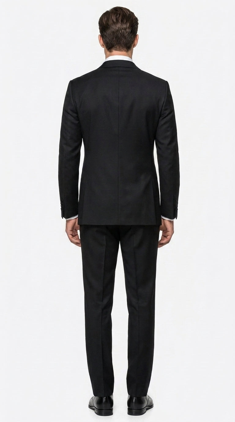 Tiglio Men’s Black Peak Lapel 2-Piece Suit – Classic Wedding, Business and Formal Suit