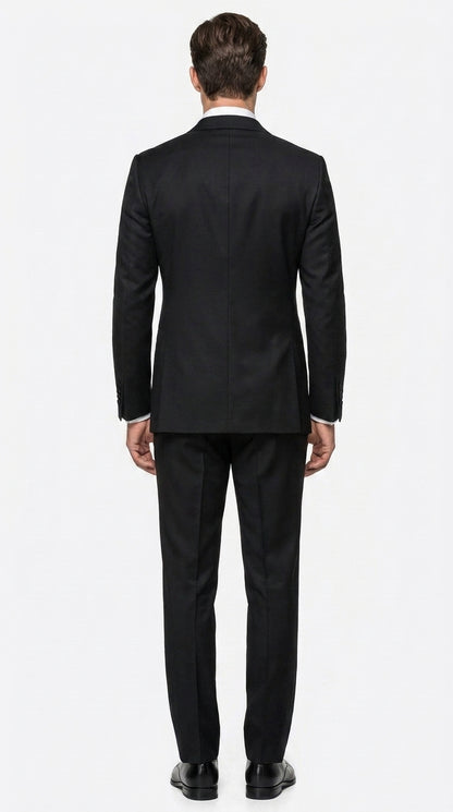 Tiglio Men’s Black Peak Lapel 2-Piece Suit – Classic Wedding, Business and Formal Suit