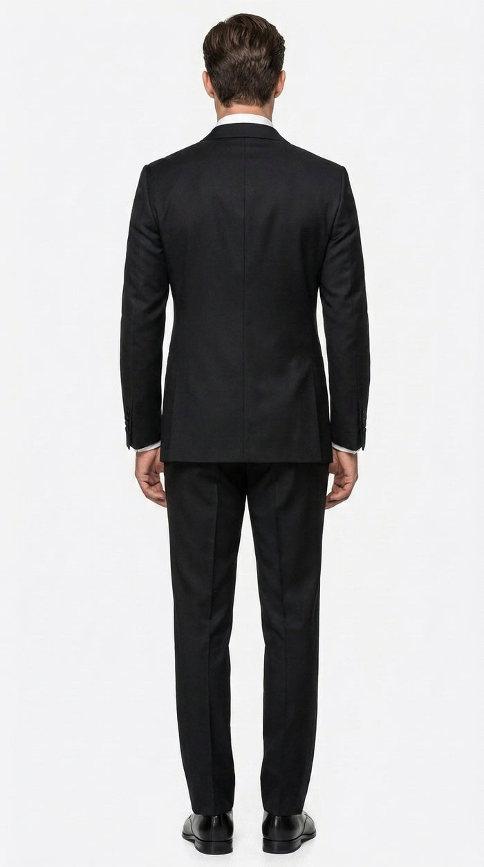 Tiglio Men’s Black Peak Lapel 2-Piece Suit – Classic Wedding, Business and Formal Suit