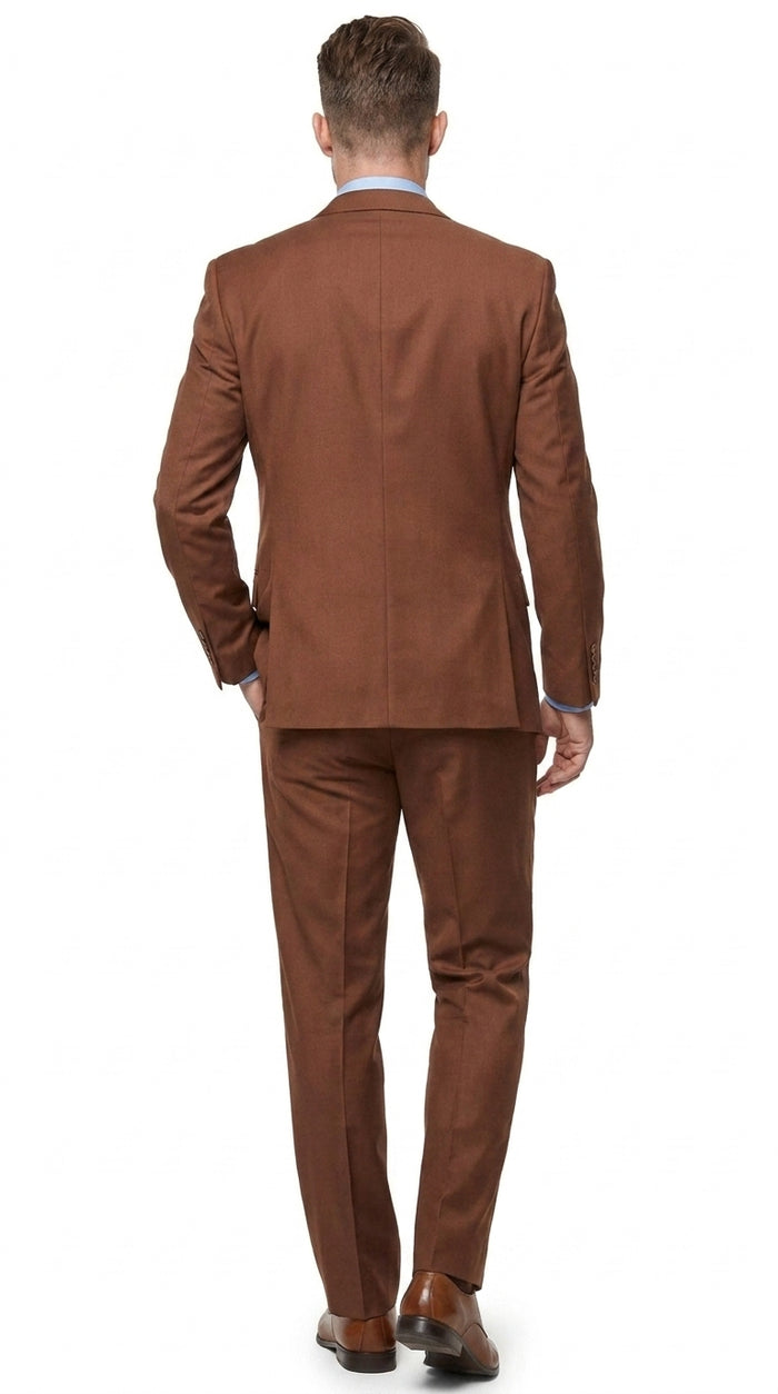 Morgan Collection Men's Cognac 3 Piece Suit – Regular Fit 2 Button Wedding, Business & Formal Suit  Modern Fit