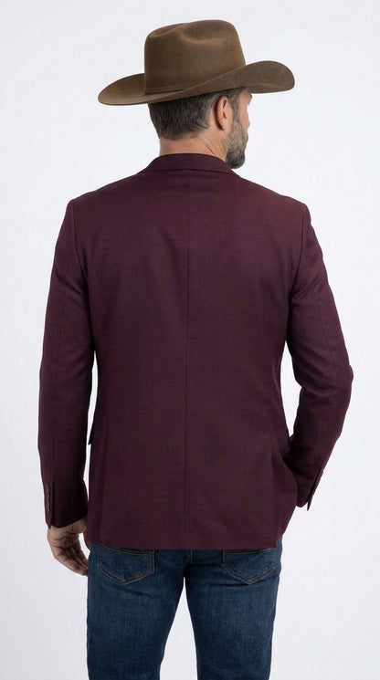Men’s Burgundy Western Cowboy Blazer, Stretch Date Night Dress Jacket for Men