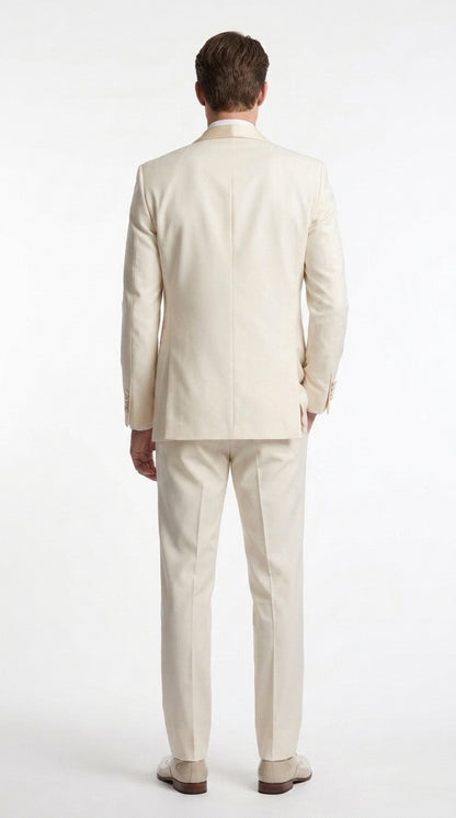 Men’s Champagne Cream Ivory Suit, Off White Formal Wedding Groom Tuxedo Suit