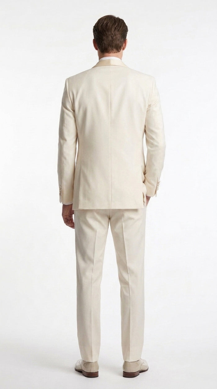 Men’s Champagne Cream Ivory Suit, Off White Formal Wedding Groom Tuxedo Suit