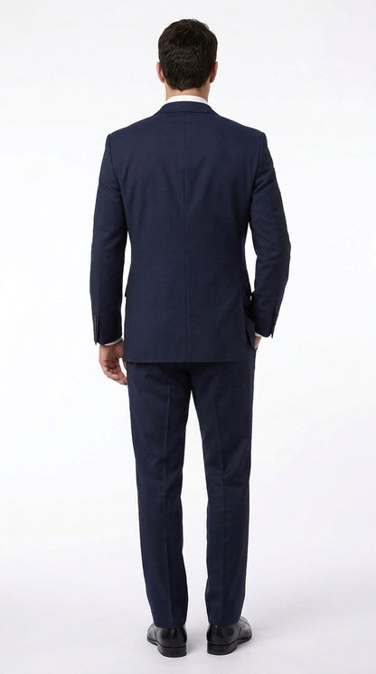 Men’s Dark Navy Blue 2-Piece Suit – Two Button Notch Lapel Jacket with Flat Front Pants