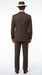 Men’s Brown Pinstripe Zoot Suit with 3 Button Jacket, Vest and Wide Leg Pants, 1920s Gangster Suit