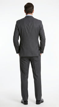 Men’s Charcoal Gray Pinstripe 3 Piece Vested Suit with 2 or 3 Button Jacket, Formal Dress Suit