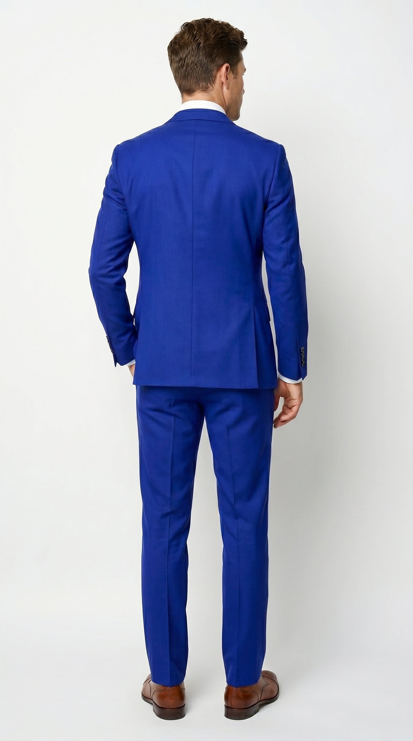 Men’s Electric Royal Blue Suit with Two Flap Front Pockets, Formal Wedding Prom Dress Suit