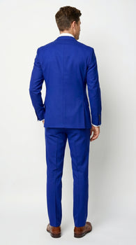 Men’s Electric Royal Blue Suit with Two Flap Front Pockets, Formal Wedding Prom Dress Suit