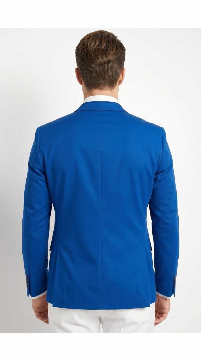 Men’s Royal Blue 2 Button Blazer with Notch Lapel, Wholesale Dress Casual Sport Coat