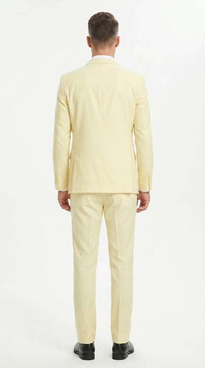 Men’s Yellow Seersucker Suit with Jacket, Vest and Pants, Summer Wedding Prom Dress Suit Modern Fit