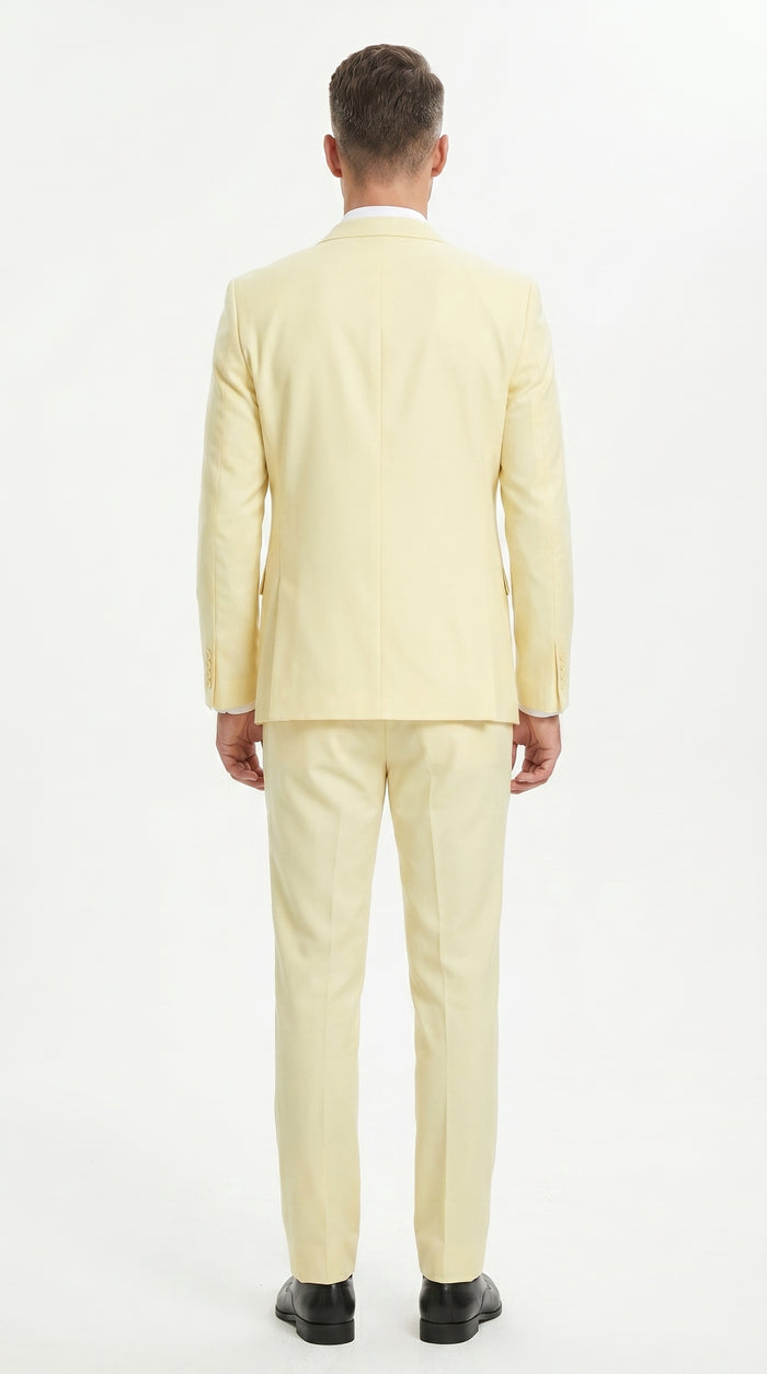 Men’s Yellow Seersucker Suit with Jacket, Vest and Pants, Summer Wedding Prom Dress Suit Modern Fit