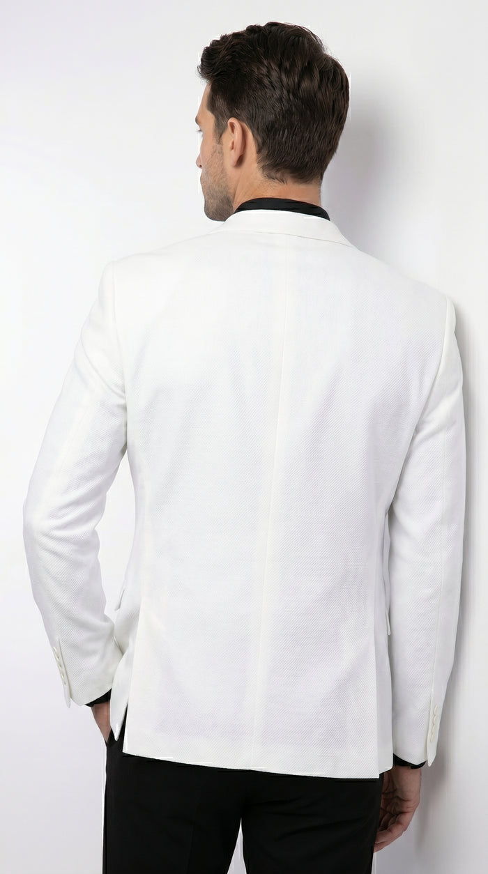 Men’s White Linen Fabric Summer Blazer with Notch Lapel, Dress Casual Sport Coat