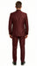 Men’s Burgundy Wine Maroon Sharkskin Vested Suit with Jacket, Vest and Pants