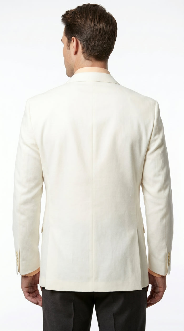 Men’s Ivory Cream Blazer with 2 Button Front, Off White Dress Casual Sport Coat