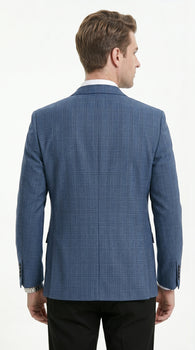 Men’s Teal Blue Plaid Western Sport Coat, Business Casual Cowboy Blazer Jacket