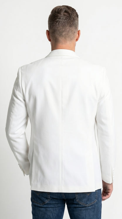 Men’s Snow White 1 Button Dinner Jacket with Shawl Collar, Formal Tuxedo Blazer with Free Bow Tie