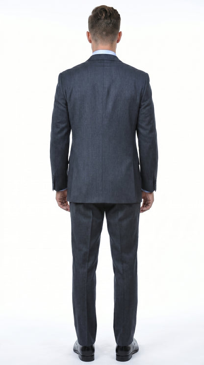 Men’s Charcoal Grey 2 Button Vested Business Suit, Formal Wedding Dress Suit