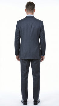 Men’s Charcoal Grey 2 Button Vested Business Suit, Formal Wedding Dress Suit