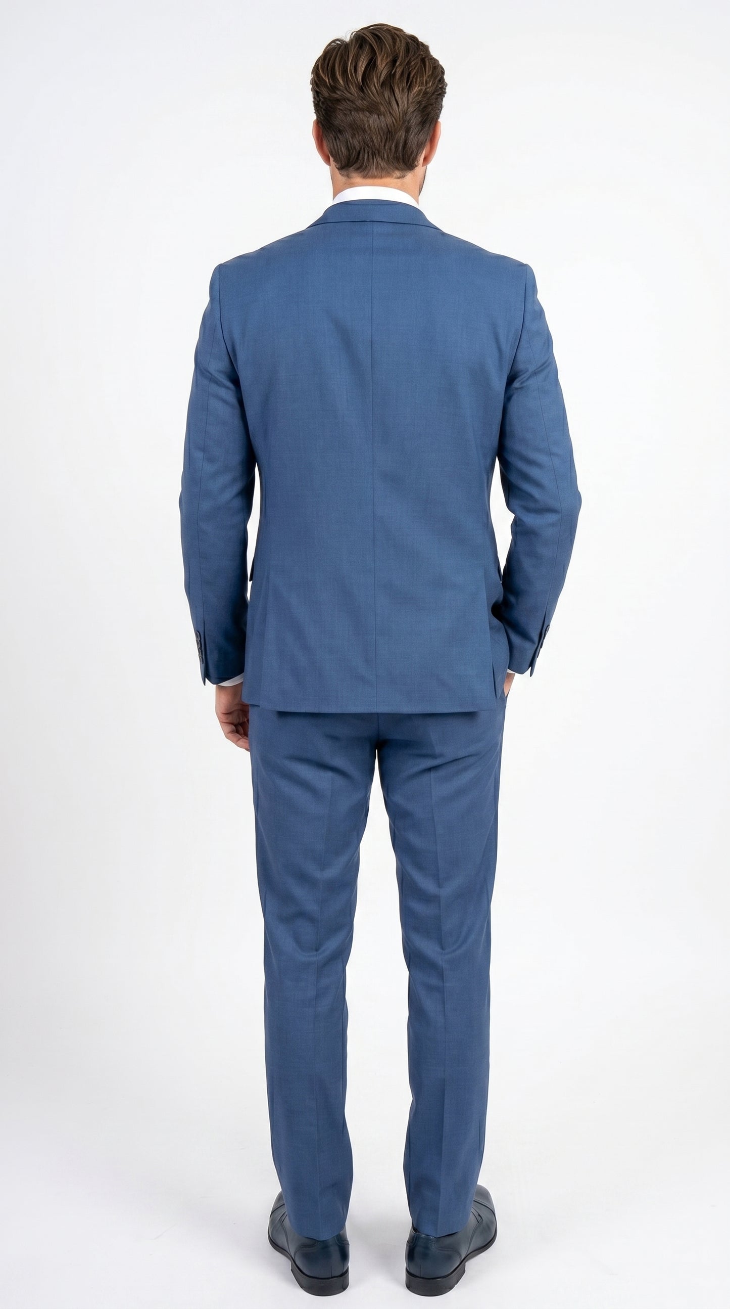 Men’s Stacy Adams Indigo Blue 3 Piece Suit with Vest, Modern Fit Formal Dress Suit