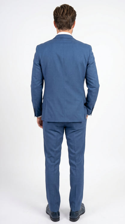 Men’s Stacy Adams Indigo Blue 3 Piece Suit with Vest, Modern Fit Formal Dress Suit