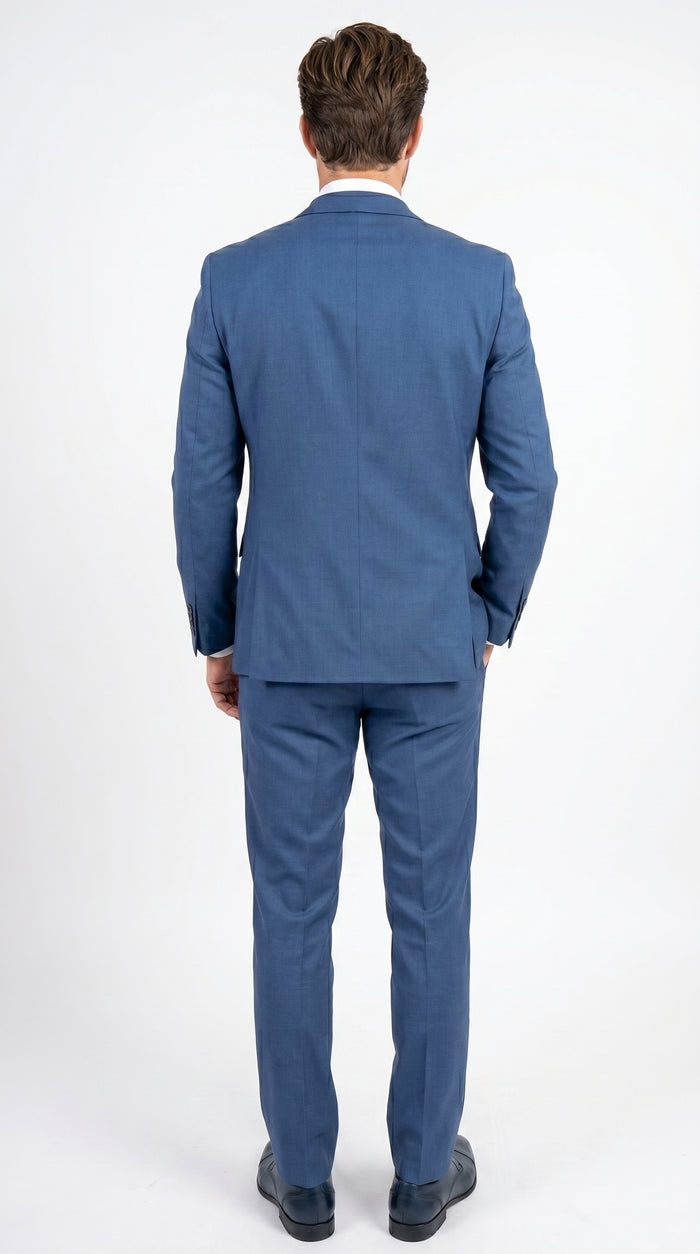 Men’s Stacy Adams Indigo Blue 3 Piece Suit with Vest, Modern Fit Formal Dress Suit