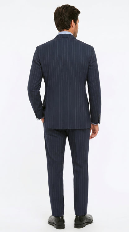 Men’s Kingsman Harrys Blue Pinstripe Double Breasted Suit, Formal Business Dress Suit