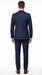 Men’s Indigo Sapphire Blue Plaid 3 Piece Suit with Double Breasted Vest, Slim Fit Windowpane Suit