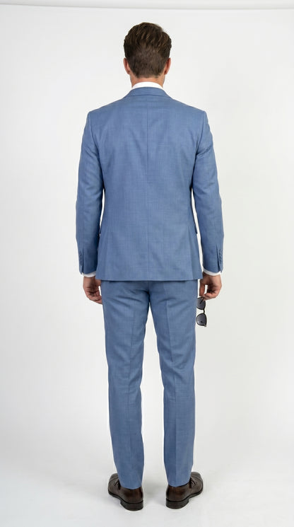 Men’s Ice Blue 3 Piece Suit with Vest, Formal Wedding Prom Dress Suit Modern Fit