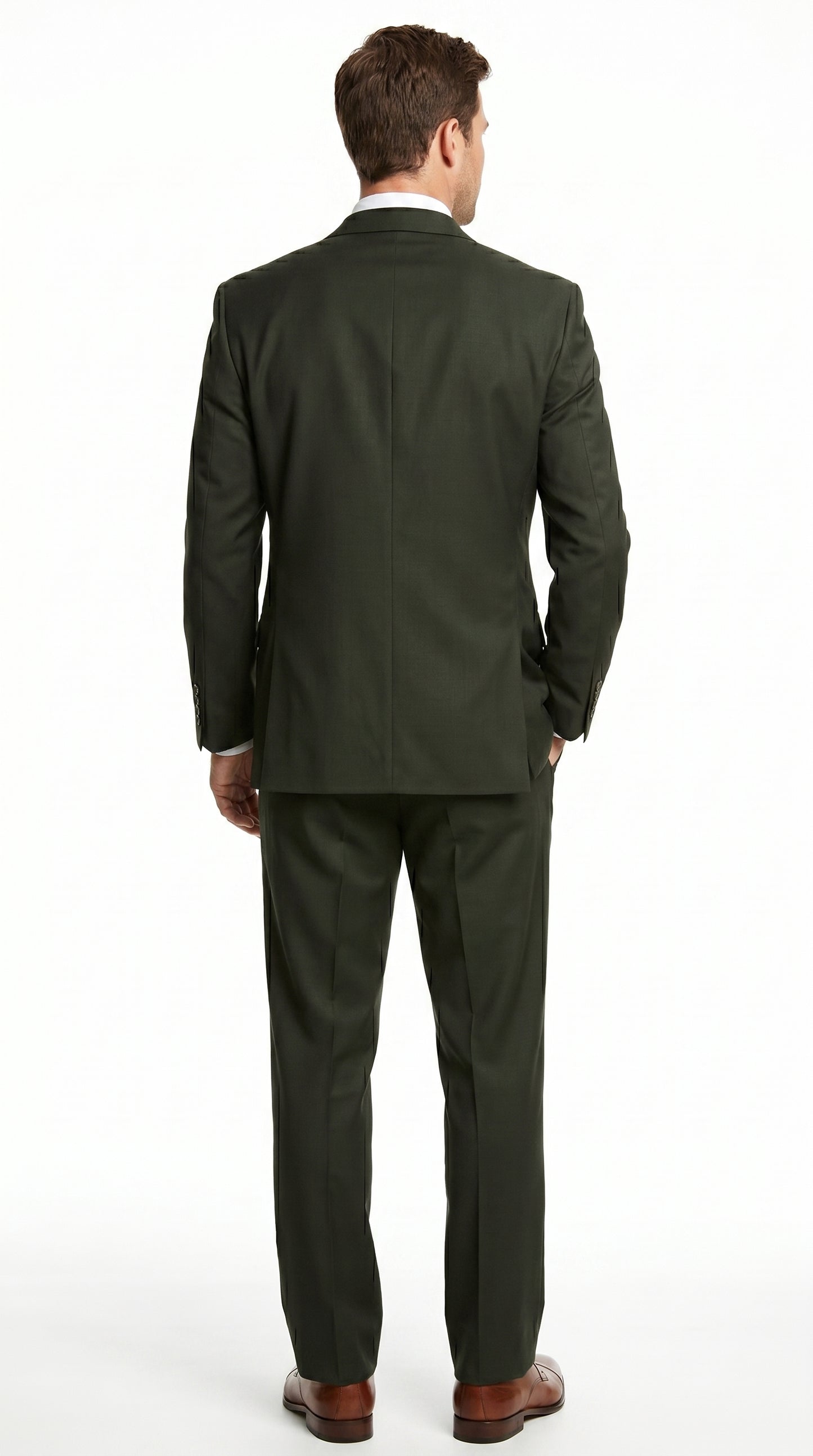 Men’s Dark Olive Green Suit, Classic Formal Dress Suit Clearance Sale