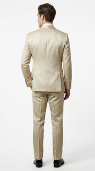 Men’s Tan Floral Shawl Lapel Tuxedo Set, Wedding and Prom Formal Suit