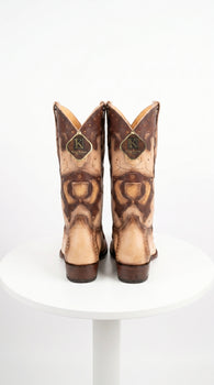 Men’s King Exotic Genuine Sharkskin Boots 3X Toe, Burnished Oryx Western Cowboy Boots 495V20911
