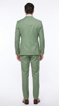 Rossiman Men’s Sage Green Double Breasted Suit with Gold Buttons, Slim Fit Lightweight Summer Suit