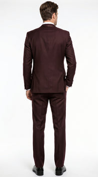 Men’s Brown Slim Fit 2 Piece Tuxedo with Satin Peak Lapel, Formal Wedding Prom Suit