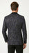 Men’s Navy Black Glitter Floral Tuxedo Dinner Jacket with Satin Lapel, Sequin Formal Blazer
